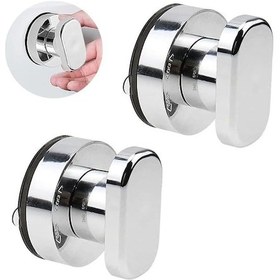 Resim Kılavuz Vantuz, Kapı Kolu, 2 Parça, Güçlü Vantuzlu Delme Gerektirmeyen Dış Mekan Veranda Kapı Kolu, Cam Kapı İçin, Gümüş 