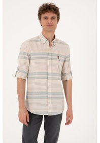 Resim U.s. Polo Assn. Erkek İndigo Gömlek Desenli 50300005-vr028 İndigo 