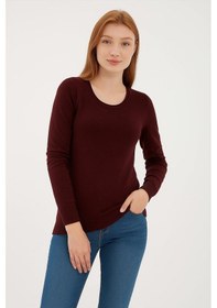 Resim Fashion Friends Kadın U Yaka Kazak 25k0779k1 Bordo 