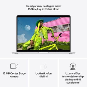 Resim Apple M5 çipli 15 inç MacBook Air Laptop: 15.3 inç Liquid Retina Ekran, 10 CPU, 10 GPU, 16GB Birleşik Bellek, 1 TB SSD Depolama, 12 MP Center Stage Kamera, Touch ID; Gümüş Rengi 