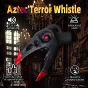 Resim Otantik Aztek Ölüm Düdüğü - 125+ DB'ye Kadar Son Derece Yüksek Ses, Korkunç İnsan Çığlığı Sesi, Kırmızı Vurgulu Antika Aztek Kafatası Deseni, Dayanıklı Reçine Yapısı Gri/Siyah - Cadılar Bayramı Kostümleri, Perili Evler, Partiler İçin - Paketli - Aztek Dekorasyonu & Tarihi Müzik Enstrümanı, Aztek Ev Dekoru, Parti Aksesuarı, Ürkütücü Dekor Parçası, Gotik Dekor, Parlak Yüzey, Tüyler Ürpertici Ses Cihazı, Tarih Tutkunları 