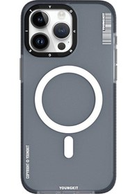 Resim İphone 15 Pro Max Uyumlu Kılıf Magsafe Şarj Özellikli Youngkit Jiansha Serisi Kapak Siyah 