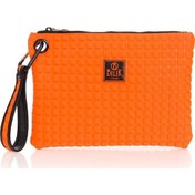 Resim Bilik Deri Turuncu Kumaş Kadın Portföy & Clutch Çanta Melis 