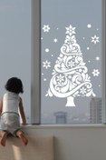 Resim Genel Markalar Happy New Year ÖZEL sticker Çıkartma ÖZEL Yıl Süsü Parti Cam Süsü Noel Ağacı Kar Tanesi 
