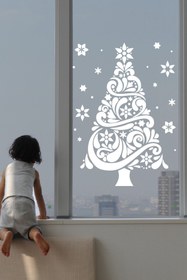 Resim Genel Markalar Happy New Year ÖZEL sticker Çıkartma ÖZEL Yıl Süsü Parti Cam Süsü Noel Ağacı Kar Tanesi 