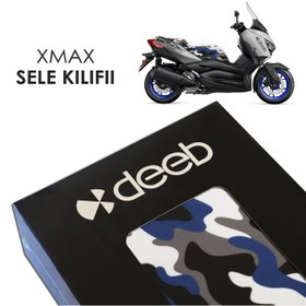 Resim Deeb Yamaha Xmax 400 Kamuflaj Sele Kılıfı Lacivert Beyaz 
