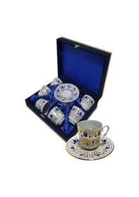 Resim Armada Çini Ar 684 Kobalt Lale Altın Yaldızlı 6 Lı Fincan Takımı 