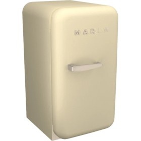 Resim Elektromarla Bej Retro Mini Buzdolabı 45 lt A Enerji Sınıfı Tek Kapılı Sessiz Çalışma Özelliği 