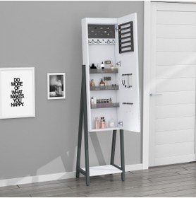 Resim DECOBOX Eyfel Led Aydınlatmalı Boy Aynalı Takı Dolabı Beyaz Işık 