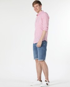 Resim Colin's Slim Fit Çizgili Pembe Erkek Uzun Kol Gömlek CL1057795_Q1.V1_PIN Pembe 