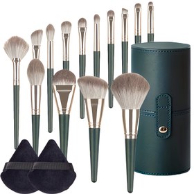 Resim 14/16 parça Palm Makyaj Fırça Seti, Ultra Yumuşak Sentetik Fiber, Hipoalerjenik, Naylon Kıllı, ABS Plastik Fırça Çubuğu, Allık, Pudra ve Eyeliner Fırçaları ile Tüm Cilt Tipleri için Tam Yüz Makyaj Gereksinimleri, Başlangıçlar için 