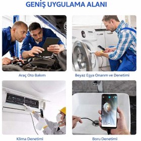 Resim 10 Metre Endoskop Kamera Su Geçirmez Led Işıklı Boroskop Yılan Kamera Android Uyumlu Micro+usb+type-c 