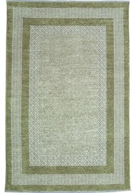 Resim Moretti Nordi Çerçeve Desenli Yıkanabilir Salon Mutfak Yolluk Yeşil Dokuma Modern Halı 