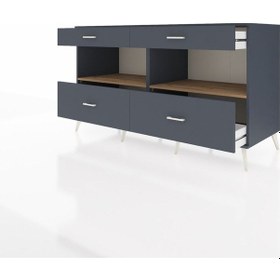Resim Kronos Konsol 2 Raflı 4 Çekmeceli 176x59x99 Antrasit-çam/antrasi Antrasit-çam/antrasit 