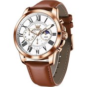 Resim Fastbuy Olevs 3632 Erkek Kadran Büyük Çok Renkli Saat, Kuvars, Su Geçirmez, Kahverengi/gül/altın/beyaz Çok Renkli 