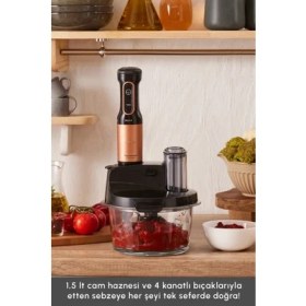 Resim Karaca Sebze, Et ve Meyve Dilimle Doğra Karıştır Rendele Çırp Smoothie Yap 6 Bıçaklı 2500W Yüksek Güçlü Premium Mutfak Robotu & Blendır Inox 