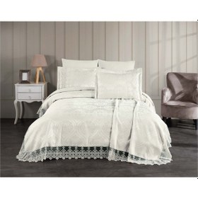 Resim Sultan 3 Parça Fransız Danetelli Şönil Lux Pike Takımı Krem 