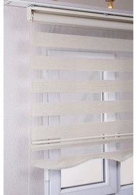 Resim Etekli Krem Bambu Kaliteli Güneşlik Stor Perde Krem 