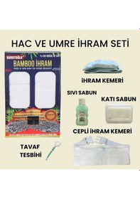 Resim Premium Bambu İhram Ve 5 Parça İhram Umre Hac İhtiyaç Seti Beyaz 