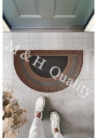 Resim Dekoratif Yarım Ay Versace Model Kapı Önü Paspası Yıkanabilir Toz 