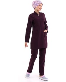 Resim Soft Likralı Tesettür Forma Takım İki Çıtçıt - 6409 Mürdüm Soft-5763-6409 Mürdüm Soft 
