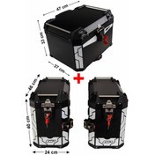 Resim GP Kompozit Universal 57+40+40 lt Alüminyum Motosiklet Çanta Seti Siyah 