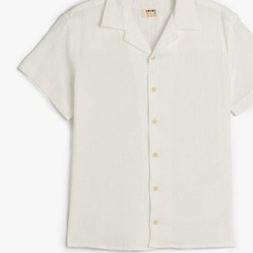 Resim Koton Pamuklu Düğme Detaylı Kısa Kollu Basic Gömlek Beyaz 5skb60002tw Beyaz 