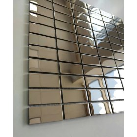 Resim MozaiKristaL Mutfak Tezgah Arası ve Iç Dekorasyon Için 23X48 Mm, 30X30 cm Fileli Gümüş Inox Kristal Cam Mozaik 