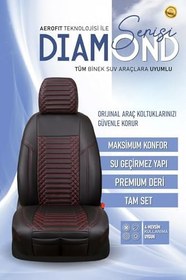 Resim Volkswagen ID.4 ile Uyumlu Lüx Deri Oto Koltuk Kılıfı Ön Arka Takım Exclusive SİYAH KIRMIZI 