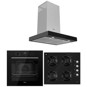 Resim Ferre Black Plus Serisi QBL63CS-S2140-D100 3lü Cam Ankastre Set 