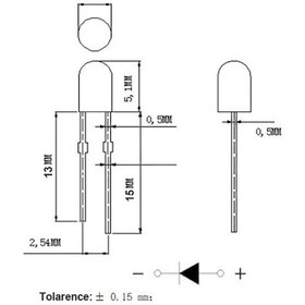 Resim 3v 3mm Şeffaf Mantar Led Yeşil 20adet 