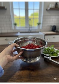 Resim Morponi Paslanmaz Çelik Inx Makarna Süzgeci 22 Cm Gümüş 