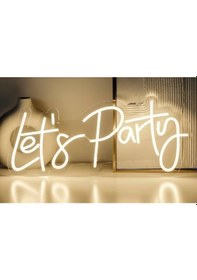 Resim Let's Party Yazılı Neon Led Açık Gri 