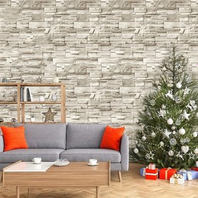 Resim Yapışkanlı Tuğla Duvar Kağıdı - 44.96cm x 299.72cm Sahte Taş Tuğla Temas Kağıdı, Çıkarılabilir Kendinden Yapışkanlı Dekoratif Duvar Kaplaması Ev Yenileme için 