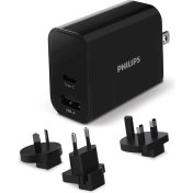 Resim Philips DLP2621T/00 Universal Seyahat Şarj Adaptörü (Usb-C Pd 3.0 30W + Quick Charge 3.0 ) -Ab, Avustralya, Ingiltere ve Abd Tipi 