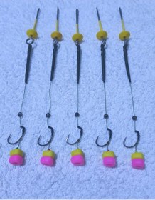 Resim 5 Adet Küspe Telli Sarı Ve Pembe Esp Mısır'lı Sazan Rig Takımı 