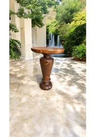 Resim Doğal Masif Ahşap Tekli Yan Sehpa Açık Ceviz Renk Kahverengi 