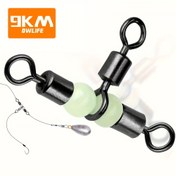 Resim 30 adet 9KM DWLIFE Ağır Hizmet Tipi Paslanmaz Çelik T-Döner ile Parlayan Boncuklar - Alt Besleyici Balıkçılık için İdeal, 3 Yollu Rig Bağlantısı, Karanlık veya Bulanık Suda Artırılmış Çekicilik 