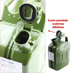 Resim NZB Metal Benzin Bidonu 5 Litre Akaryakıt Mazot Sıvı Taşıma Doldurma Depolama Bidonu + Aktarma Borusu 