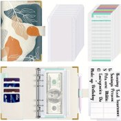 Resim Fermuarlı Zarflı Bohemian Bütçe Dosyalayıcı, Bütçeleme için A6 Nakit Zarf Dosyalayıcı, 12 Bütçe Sayfalı PU Deri Boho Mermer Planlayıcı Cüzdan, 22 Etiket Etiketi - Taşınabilir Para Düzenleyici 