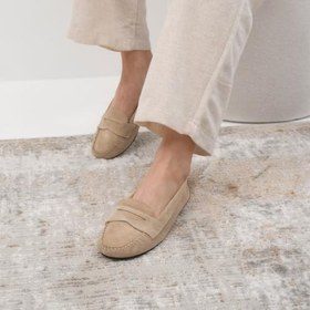 Resim Mio Gusto Capri Hakiki Süet Bej Renk Kadın Loafer Ayakkabı 