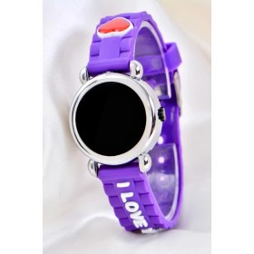 Resim Pinkoli Mor Silikon Kordon (04-09 Yaş ) Takvimli Şirin LED Ekran Küçük Çocuk Kol Saat ST-304156 