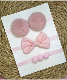 Resim Kız Çocuk/bebek Pembe Bandana Seti 