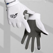 Resim 1 Çift Erkek Spor Balıkçılık Eldiveni - Kaymaz, Güneş Koruma, Tam Parmak Tasarımı Açık Hava Bisikleti & Tekne Gezisi İçin, Nefes Alabilen Polyester, Beyaz & Gri SONIA Nakışlı 