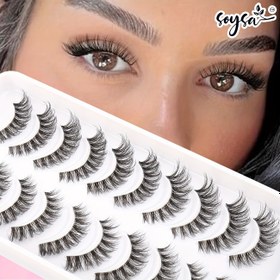 Resim 10 Çift Sahte Kirpik, Hafif ve İnce, Üç Boyutlu Kıvrım, Kabarık ve Hacimli, Büyüklüğü Artmış Gözler, Günlük Seyahat, Seyahat Sahte Kirpikler LHJ-2542 