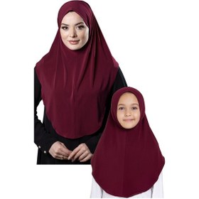 Resim Hürrem Bone Bordo Pratik Anne Kız Kombin Tesettür Eşarp Sandy Düz Hijab 230812 16 Bordo 
