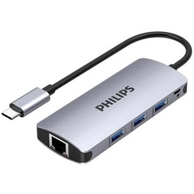 Resim Philips Type-C to USB 3.0 Çoklayıcı ve RJ45 100Mbps Ethernet Dönüştürücü Gri 