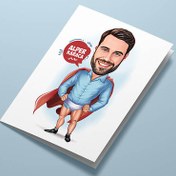 Resim Çakma Süper Kahraman Karikatürlü Tebrik Kartı 