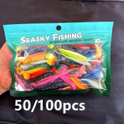 Resim 50-100 adet Set, 5.5cm Gerçekçi Sahte Balık, Kuyruk Yemi Anti-Realistik Kelepçe Balıkçılık Ekipmanları, PVC Balıkçılık Yemleri Deniz ve Tatlı Su Balıkları, Bass, Kara Balık, Sarı Balık, Karışık Renkler Çeşitli Sularda Yakalama Oranlarını Artırmak İçin, Balıkçılık Yemi, Balıkçılık Ekipmanı, Pika Yemi, Popper 