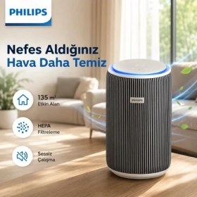 Resim Philips 135 M² Hepa Aktif Karbon Hava Temizleyici Cihaz Toz Alerjen Pm2.5 PM10 Beyaz Uyku Modu 